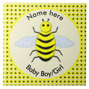 Cute Yellow Baby Bee Gender Reveal Neutral Custom Tile