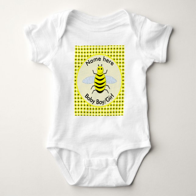 Cute Yellow Baby Bee Neutral Custom Bodysuit (Front)
