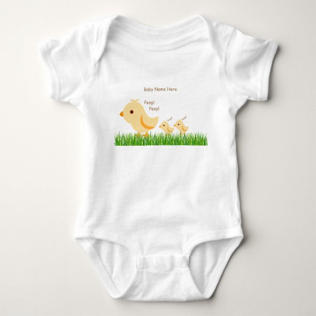 Cute Yellow Baby Chick Bodysuit (Front)