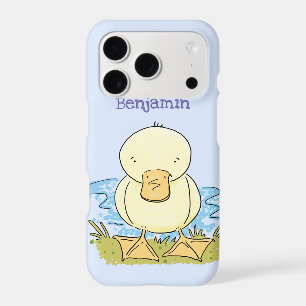 Cute yellow baby duckling cartoon illustration