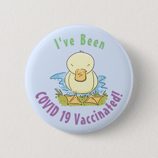 Cute yellow baby duckling cartoon illustration 6 cm round badge (Front)