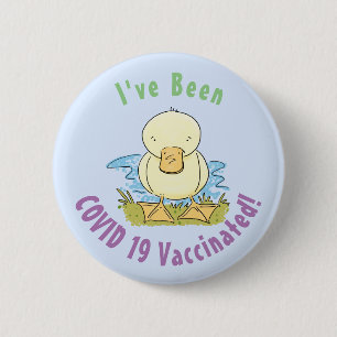Cute yellow baby duckling cartoon illustration 6 cm round badge