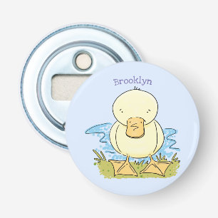 Cute yellow baby duckling cartoon illustration bottle opener