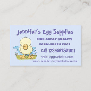 Cute yellow baby duckling cartoon illustration business card