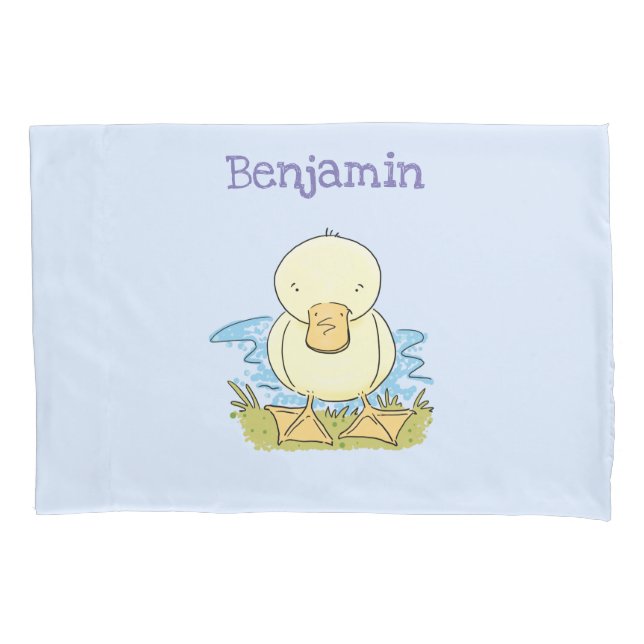 Cute yellow baby duckling cartoon illustration pillowcase (Front)