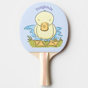 Cute yellow baby duckling cartoon illustration  ping pong paddle