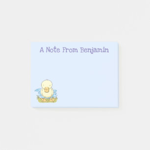 Cute yellow baby duckling cartoon illustration post-it notes