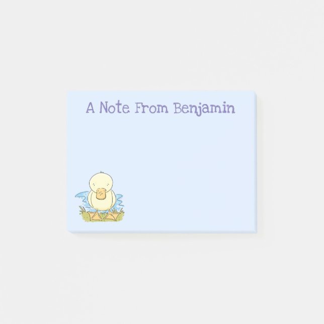 Cute yellow baby duckling cartoon illustration post-it notes (Front)