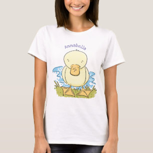 Cute yellow baby duckling cartoon illustration T-Shirt