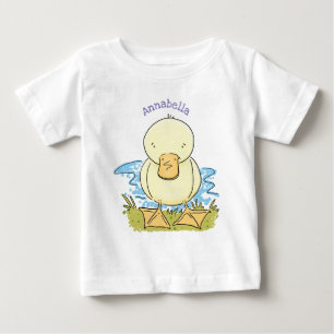 Cute yellow baby duckling cartoon illustration T-Shirt