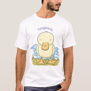 Cute yellow baby duckling cartoon illustration T-Shirt