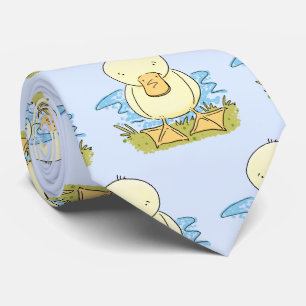 Cute yellow baby duckling cartoon illustration tie