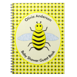 Cute Yellow Baby Girl Bee Custom Baby Shower Notebook