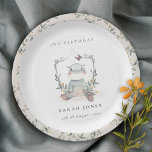 Cute Yellow Baby Hippo Foliage Any Age Birthday Paper Plate<br><div class="desc">If you need any further customisation please feel free to message me on yellowfebstudio@gmail.com.</div>