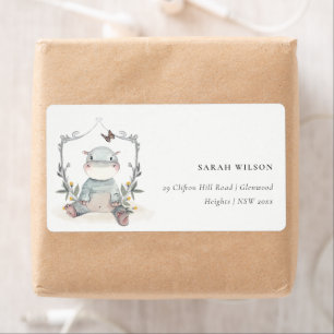 Cute Yellow Baby Hippo Foliage Balloon Address