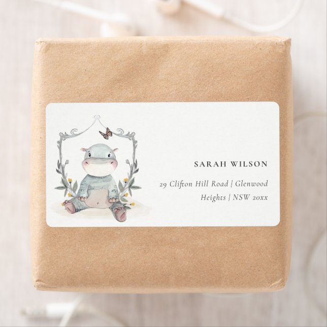 Cute Yellow Baby Hippo Foliage Balloon Address (Insitu)