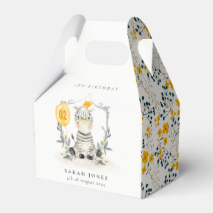 Cute Yellow Baby Zebra Foliage Any Age Birthday Favour Box