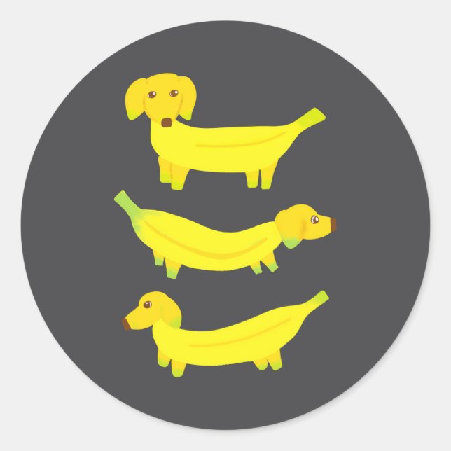 Cute Yellow Banana Dogs Graphic  Classic Round Sticker (Front)
