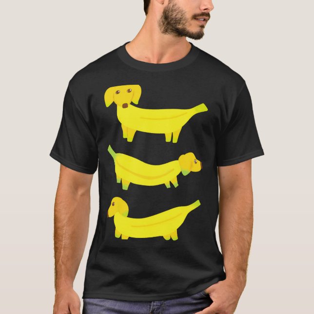 Cute Yellow Banana Dogs Graphic  T-Shirt (Front)