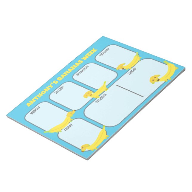 Cute Yellow Banana Dogs Weekly Planner Notepad (Angled)