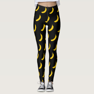 Cute yellow banana print leggings for yoga workout