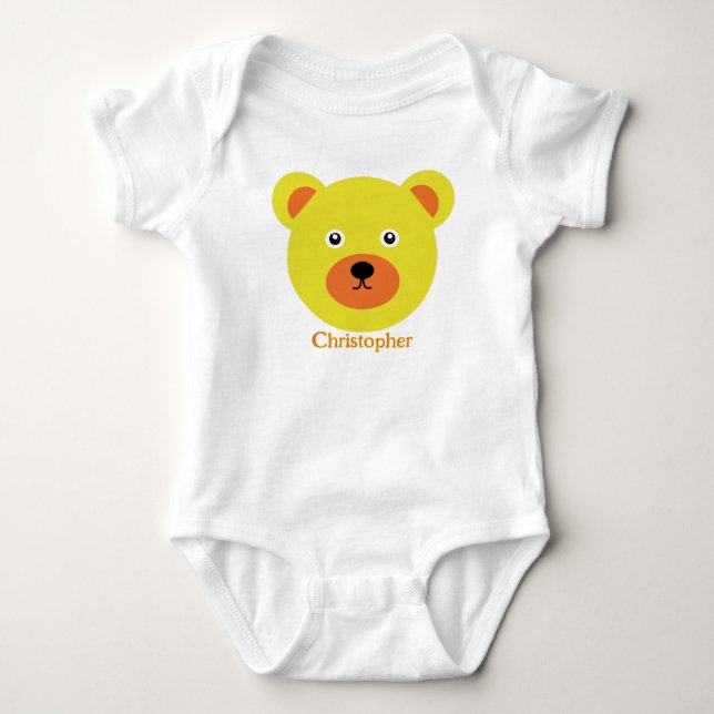 Cute Yellow Bear Baby Bodysuit (Front)
