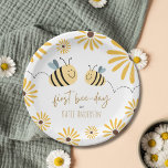 Cute Yellow Bee and Sunflower First Bee-day Paper Plate<br><div class="desc">Cute Yellow Bee and Sunflower First Bee-day Paper Plates</div>