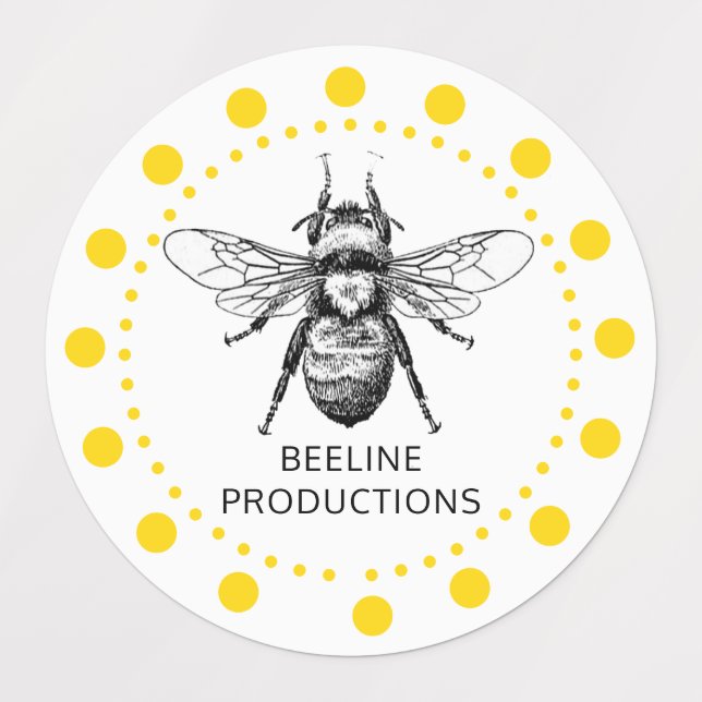 Cute Yellow Bee Apiary Beekeeper Labels (Design 1)