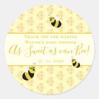 Cute Yellow Bee Baby Shower Sweet Thank You Favour Classic Round Sticker