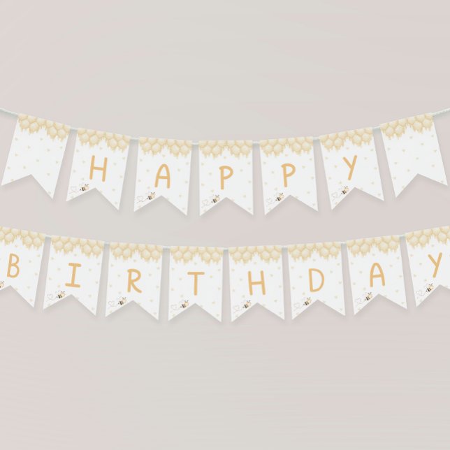Cute Yellow Bee Honey First Bee-day Bunting (Creator Uploaded)