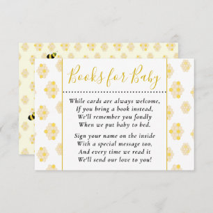 Cute Yellow Bee Honeycomb Books for Baby Shower En Enclosure Card