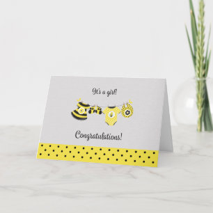 Cute Yellow Bee New Baby Congratulations Card