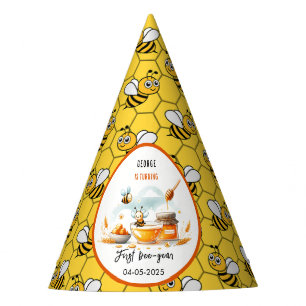 Cute Yellow Bee & Sunflower 1st Bee-Day Birthday Party Hat