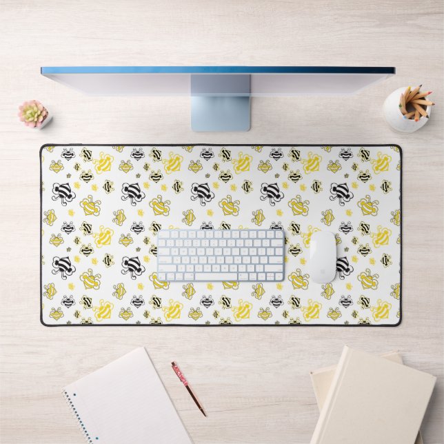 Cute Yellow Bees Desk Mat – Fun Bee Pattern Office (Office 1)