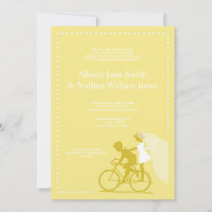 CUTE Yellow Bicycle Couple Wedding Invitation
