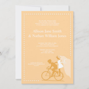 CUTE Yellow Bicycle Couple Wedding Invitation