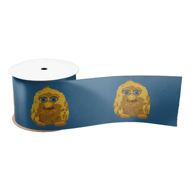 Cute Yellow Bigfoot With Big Blue Eyes Satin Ribbon (Spool)