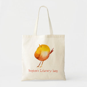 Cute yellow bird library bag