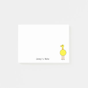 Cute Yellow Bird Pet Animal Cartoon Custom name Post-it Notes