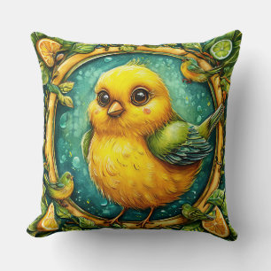 Cute yellow bird Soft Aesthetic Bird Home Decor Cushion