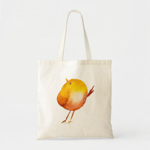 Cute yellow bird watercolor art tote bag