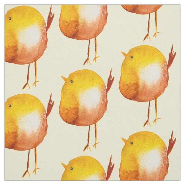 Cute yellow bird watercolor fabric (Swatch)