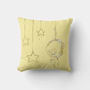 Cute Yellow Birdie Nursery Stars Boy or Girl Cushion