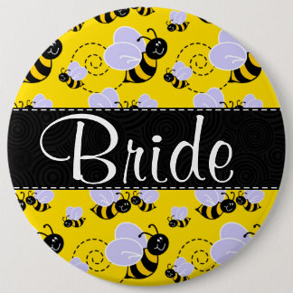 Cute Yellow & Black Bee 6 Cm Round Badge