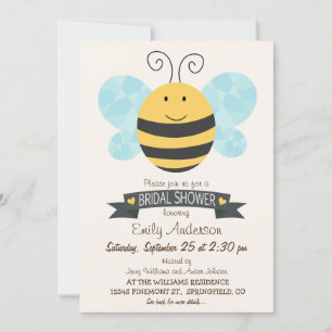 Cute Yellow & Black Bee Bridal Shower Invitation