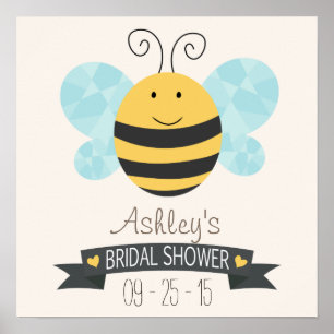 Cute Yellow & Black Bee Bridal Shower Poster