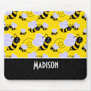 Cute Yellow & Black Bee Mouse Mat