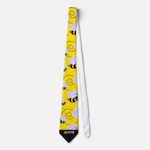 Cute Yellow & Black Bee Tie