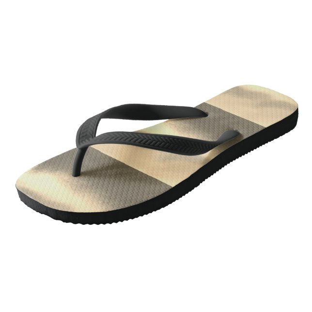 Cute YELLOW BLACK Modern Woman Flip Flops (Angled)