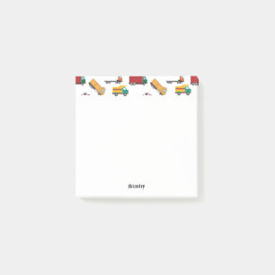 Cute Yellow Black Name Personalised Truck Post-it Notes